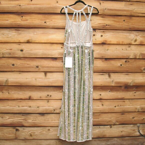 NWT Mac Duggal 93981 HALTER NECK  Mirror EMBELLISHED DETAILED BACK GOWN Dress Nu - Picture 12 of 16